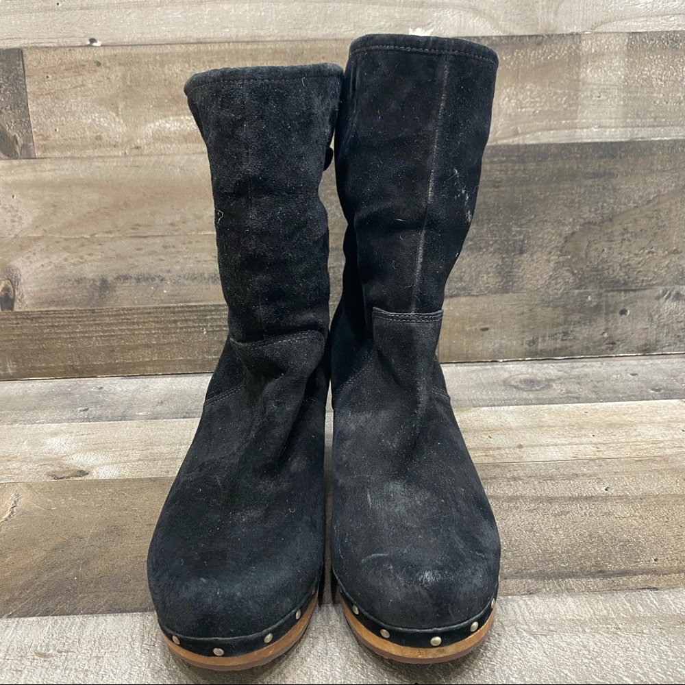 Ugg Australia 1955 Women’s Black Suede Shearling Boots Size 10 - Picture 7 of 9